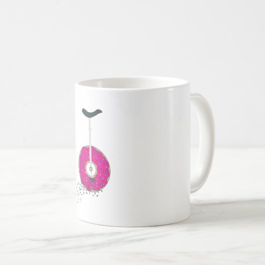 Roze Donut Wheel Unicycle met kleurrijke sprinken Koffiemok (Voorkant rechts)