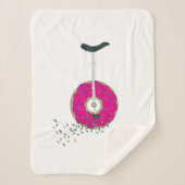Roze Donut Wheel Unicycle met kleurrijke sprinken Sherpa Deken (Voorkant)