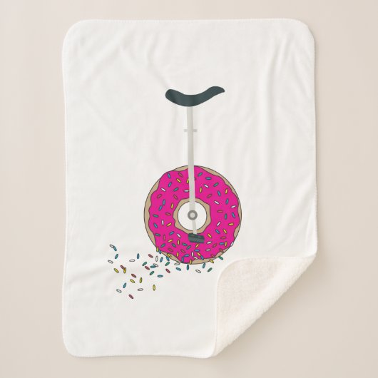 Roze Donut Wheel Unicycle met kleurrijke sprinken Sherpa Deken (Voorkant)