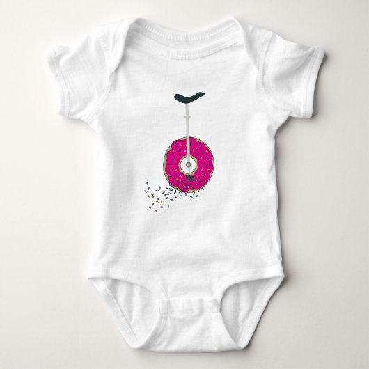 Roze donut wiel eenwieler kleurrijke sprinkles romper (Voorkant)