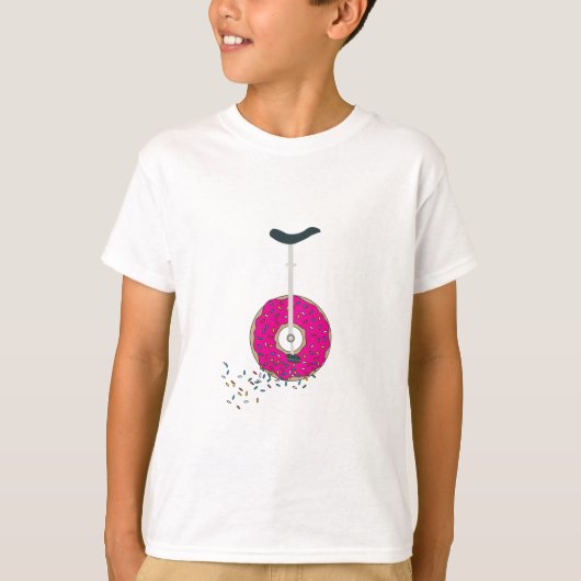 Roze donut wiel eenwieler kleurrijke sprinkles t-shirt (Voorkant)