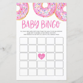 Roze Donuts Baby shower Bingo Game Kaart