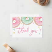 Roze donuts bedankt notitiekaartje (Voorkant / Achterkant in situ)