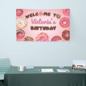 Roze Donuts Birthday Welcome Party Sign Banner (Beurs)