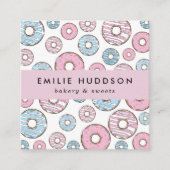 Roze Donuts, Blauwe Donuts, Kakshop, Deeg Shop Vierkante Visitekaartje (Voorkant)