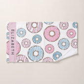 Roze Donuts, Blauwe Donuts, Sprinkles, Jouw naam Bad Handdoek (Handdoek)