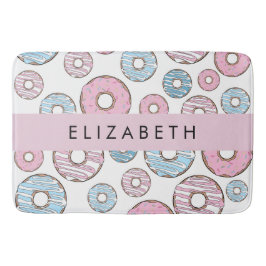 Roze Donuts, Blauwe Donuts, Sprinkles, Jouw naam Badmat