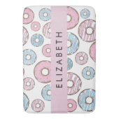 Roze Donuts, Blauwe Donuts, Sprinkles, Jouw naam Badmat (Voorkant Verticaal)