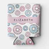 Roze Donuts, Blauwe Donuts, Sprinkles, Jouw naam Blikjeskoeler (Voorkant)