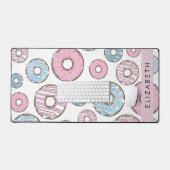 Roze Donuts, Blauwe Donuts, Sprinkles, Jouw naam Bureaumat (Keyboard & Muis)