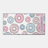 Roze Donuts, Blauwe Donuts, Sprinkles, Jouw naam Bureaumat (Voorkant)