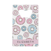 Roze Donuts, Blauwe Donuts, Sprinkles, Jouw naam Creditkaart Flessenopener (Achterkant)