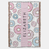 Roze Donuts, Blauwe Donuts, Sprinkles, Jouw naam Deken (Voorkant Verticaal)