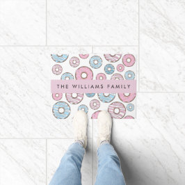 Roze Donuts, Blauwe Donuts, Sprinkles, Jouw naam Deurmat
