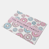 Roze Donuts, Blauwe Donuts, Sprinkles, Jouw naam Deurmat (Schuin)