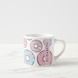 Roze Donuts, Blauwe Donuts, Sprinkles, Jouw naam Espresso Kop