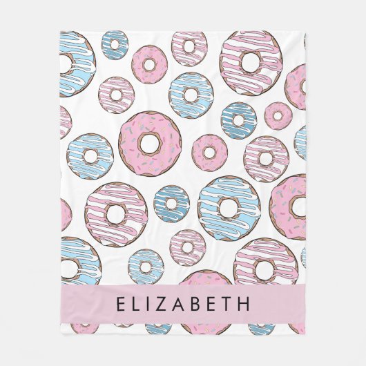 Roze Donuts, Blauwe Donuts, Sprinkles, Jouw naam Fleece Deken (Voorkant)