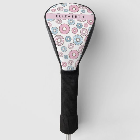 Roze Donuts, Blauwe Donuts, Sprinkles, Jouw naam Golfheadcover (Voorkant)