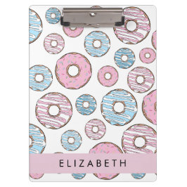 Roze Donuts, Blauwe Donuts, Sprinkles, Jouw naam Klembord