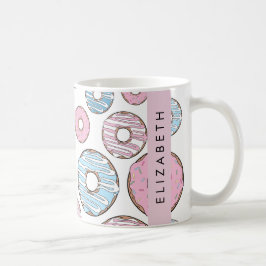 Roze Donuts, Blauwe Donuts, Sprinkles, Jouw naam Koffiemok