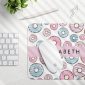 Roze Donuts, Blauwe Donuts, Sprinkles, Jouw naam Muismat