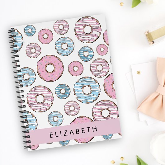 Roze Donuts, Blauwe Donuts, Sprinkles, Jouw naam Notitieboek