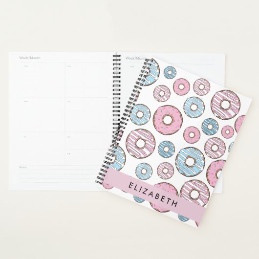 Roze Donuts, Blauwe Donuts, Sprinkles, Jouw naam Planner (Display)