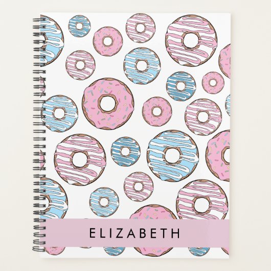 Roze Donuts, Blauwe Donuts, Sprinkles, Jouw naam Planner (Voorkant)