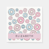 Roze Donuts, Blauwe Donuts, Sprinkles, Jouw naam Servet (Voorkant)