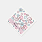Roze Donuts, Blauwe Donuts, Sprinkles, Jouw naam Servet (Hoek)