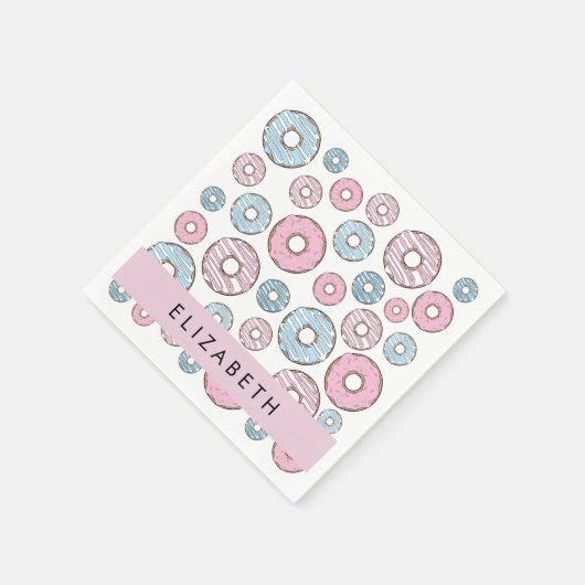 Roze Donuts, Blauwe Donuts, Sprinkles, Jouw naam Servet (Hoek)