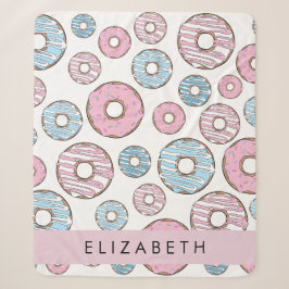 Roze Donuts, Blauwe Donuts, Sprinkles, Jouw naam Sherpa Deken