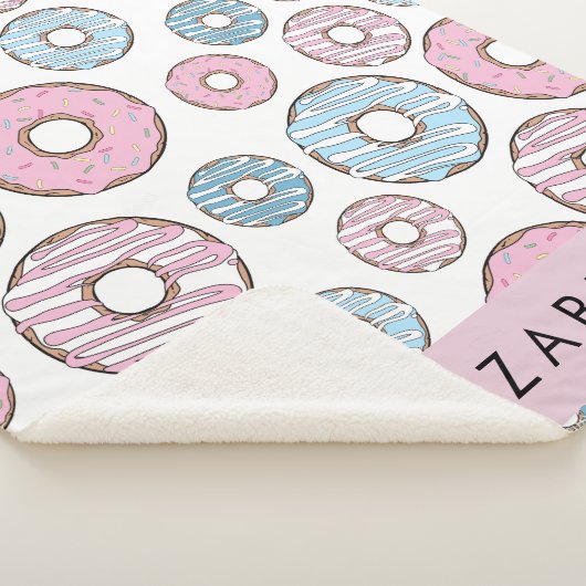 Roze Donuts, Blauwe Donuts, Sprinkles, Jouw naam Sherpa Deken (3/4)