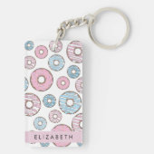 Roze Donuts, Blauwe Donuts, Sprinkles, Jouw naam Sleutelhanger (achterkant)
