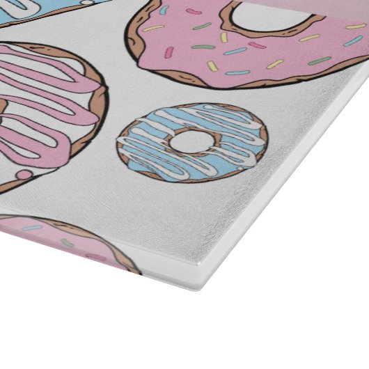 Roze Donuts, Blauwe Donuts, Sprinkles, Jouw naam Snijplank (Hoek)