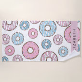 Roze Donuts, Blauwe Donuts, Sprinkles, Jouw naam Strandlaken (Voorkant)