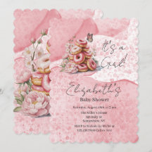 Roze Donuts & Bloemvlinder Meisje Baby Shower