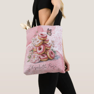 Roze Donuts & Bloemvlinder Meisje Baby Shower Tote Bag