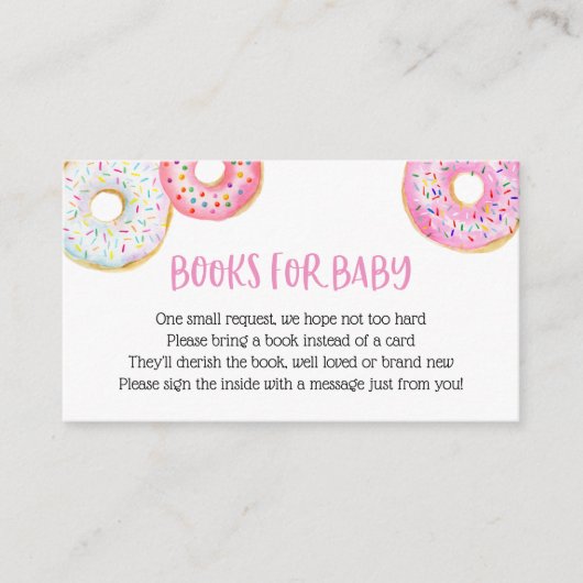 Roze Donuts Boeken voor Baby insert kaart (Voorkant)