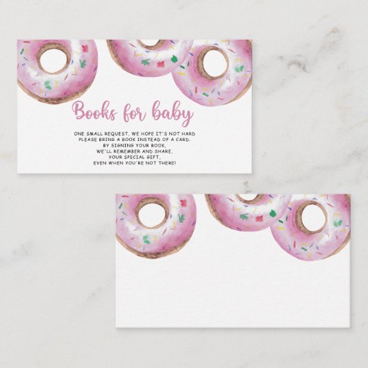 Roze Donuts Books for baby Informatiekaartje (Voorkant / Achterkant)