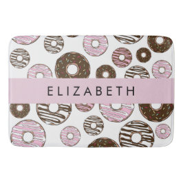 Roze Donuts, Bruine Donuts, Sprinkles, Jouw naam Badmat