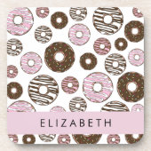 Roze Donuts, Bruine Donuts, Sprinkles, Jouw naam Bier Onderzetter (Voorkant)