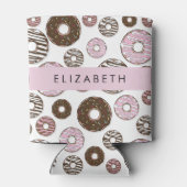 Roze Donuts, Bruine Donuts, Sprinkles, Jouw naam Blikjeskoeler (Achterkant)