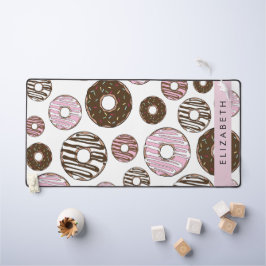 Roze Donuts, Bruine Donuts, Sprinkles, Jouw naam Bureaumat