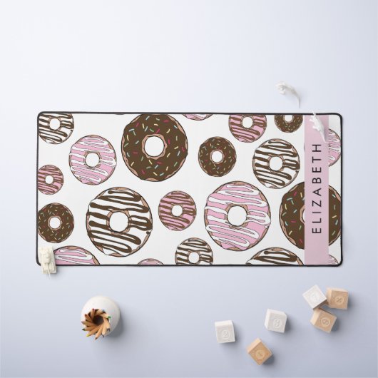 Roze Donuts, Bruine Donuts, Sprinkles, Jouw naam Bureaumat (Kindertafel)