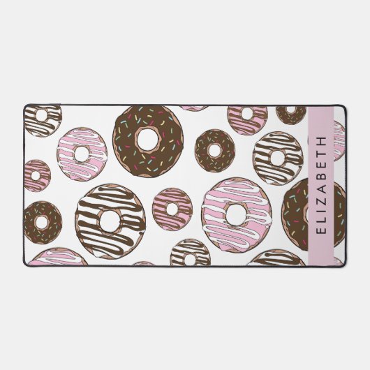 Roze Donuts, Bruine Donuts, Sprinkles, Jouw naam Bureaumat (Voorkant)