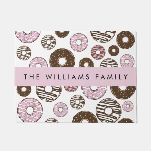 Roze Donuts, Bruine Donuts, Sprinkles, Jouw naam Deurmat (Voorkant)