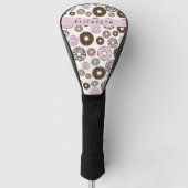 Roze Donuts, Bruine Donuts, Sprinkles, Jouw naam Golfheadcover (Voorkant)