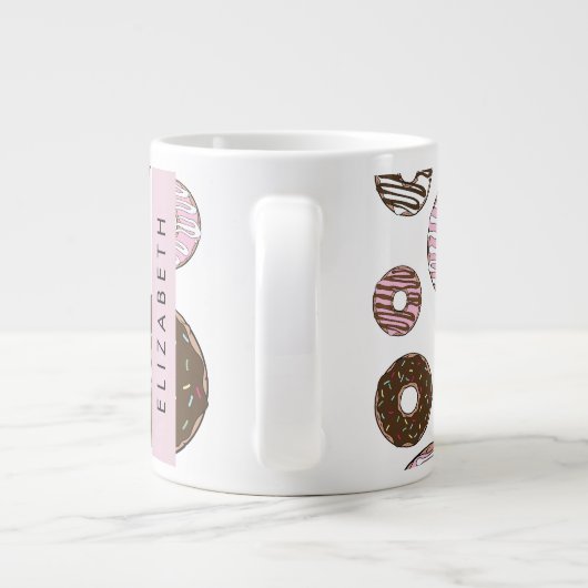 Roze Donuts, Bruine Donuts, Sprinkles, Jouw naam Grote Koffiekop (Achterkant)