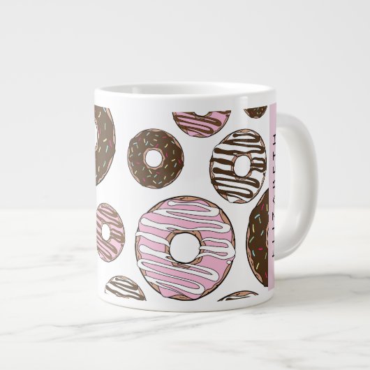 Roze Donuts, Bruine Donuts, Sprinkles, Jouw naam Grote Koffiekop (Voorkant rechts)
